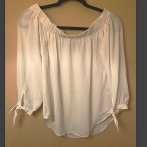 Cream Tie Sleeve Blouse